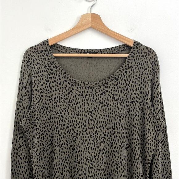 Rails Colby Linen-Blend Scoop Neck Long Sleeve Tee Olive Mini Spotted - Small - Picture 4 of 10